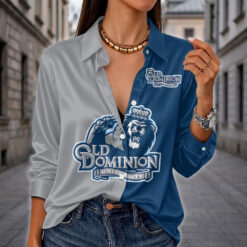 Old Dominion Monarchs | Women's Split Color Long Sleeve Button-Up Shirt