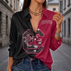 South Carolina Gamecocks | Women's Split Color Long Sleeve Button-Up Shirt
