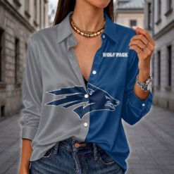 Nevada Wolf Pack | Women's Split Color Long Sleeve Button-Up Shirt