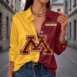 Minnesota Golden Gophers | Women's Split Color Long Sleeve Button-Up Shirt