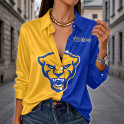 Pittsburgh Panthers | Women's Split Color Long Sleeve Button-Up Shirt