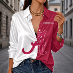 Alabama Crimson Tide | Women's Split Color Long Sleeve Button-Up Shirt