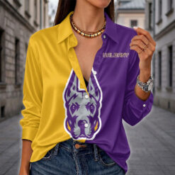 Albany Great Danes | Women's Split Color Long Sleeve Button-Up Shirt