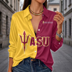 Arizona State Sun Devils | Women's Split Color Long Sleeve Button-Up Shirt