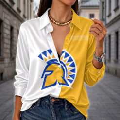 San Jose State Spartans | Women's Split Color Long Sleeve Button-Up Shirt