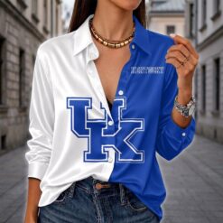 Kentucky Wildcats | Women's Split Color Long Sleeve Button-Up Shirt