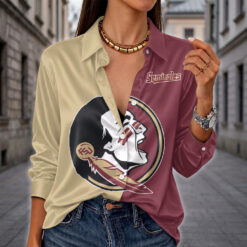 Florida State Seminoles | Women's Split Color Long Sleeve Button-Up Shirt