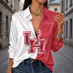 Houston Cougars | Women's Split Color Long Sleeve Button-Up Shirt
