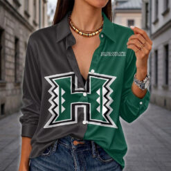 Hawaii Rainbow Warriors | Women's Split Color Long Sleeve Button-Up Shirt