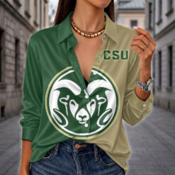 Colorado State Rams | Women's Split Color Long Sleeve Button-Up Shirt