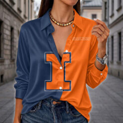 Illinois Fighting Illini | Women's Split Color Long Sleeve Button-Up Shirt