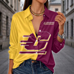 Central Michigan Chippewas | Women's Split Color Long Sleeve Button-Up Shirt