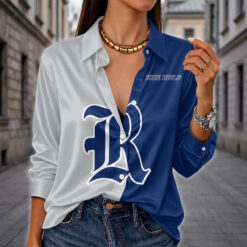 Rice Owls | Women's Split Color Long Sleeve Button-Up Shirt