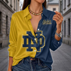 Notre Dame Fighting Irish | Women's Split Color Long Sleeve Button-Up Shirt