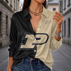 Purdue Boilermakers | Women's Split Color Long Sleeve Button-Up Shirt