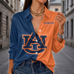 Auburn Tigers | Women's Split Color Long Sleeve Button-Up Shirt