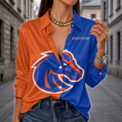 Boise State Broncos | Women's Split Color Long Sleeve Button-Up Shirt