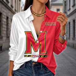 Maryland Terrapins | Women's Split Color Long Sleeve Button-Up Shirt