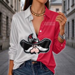 UNLV Rebels | Women's Split Color Long Sleeve Button-Up Shirt
