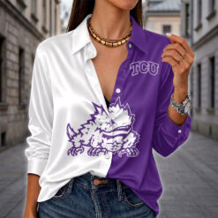 TCU Horned Frogs | Women's Split Color Long Sleeve Button-Up Shirt