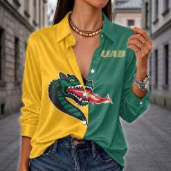 UAB Blazers | Women's Split Color Long Sleeve Button-Up Shirt