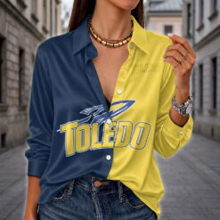 Toledo Rockets | Women's Split Color Long Sleeve Button-Up Shirt