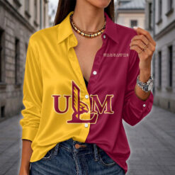 ULM Warhawks | Women's Split Color Long Sleeve Button-Up Shirt