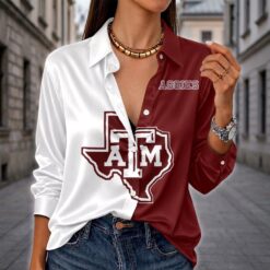 Texas A&M Aggies | Women's Split Color Long Sleeve Button-Up Shirt