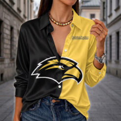 Southern Miss Golden Eagles | Women's Split Color Long Sleeve Button-Up Shirt