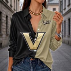 Vanderbilt Commodores | Women's Split Color Long Sleeve Button-Up Shirt