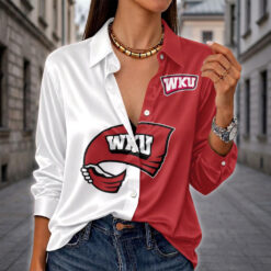 Western Kentucky Hilltoppers | Women's Split Color Long Sleeve Button-Up Shirt