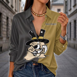 Wake Forest Demon Deacons | Women's Split Color Long Sleeve Button-Up Shirt