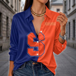 Syracuse Orange | Women's Split Color Long Sleeve Button-Up Shirt