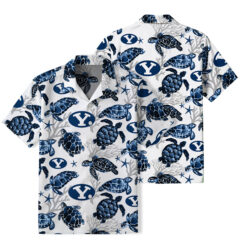 BYU Cougars - Summer Hawaiian Shirt Featuring Sea Turtles