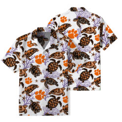 Clemson Tigers - Summer Hawaiian Shirt Featuring Sea Turtles