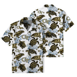 Georgia Tech Yellow Jackets - Summer Hawaiian Shirt Featuring Sea Turtles