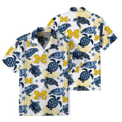 Michigan Wolverines - Summer Hawaiian Shirt Featuring Sea Turtles