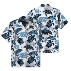 North Carolina Tar Heels - Summer Hawaiian Shirt Featuring Sea Turtles