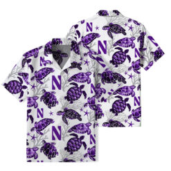 Northwestern Wildcats - Summer Hawaiian Shirt Featuring Sea Turtles