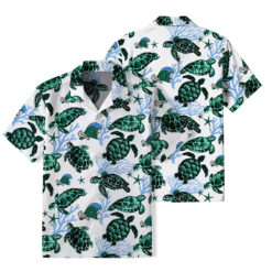 Tulane Green Wave - Summer Hawaiian Shirt Featuring Sea Turtles