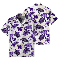 Washington Huskies - Summer Hawaiian Shirt Featuring Sea Turtles