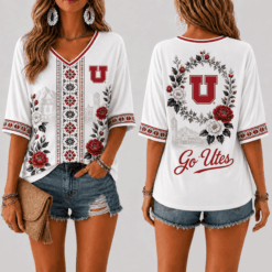 Utah Utes Women’s Floral V-Neck Shirt