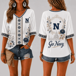 Navy Midshipmen Women’s Floral V-Neck Shirt