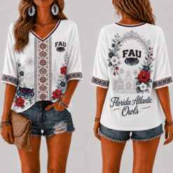 Florida Atlantic Owls Women’s Floral V-Neck Shirt