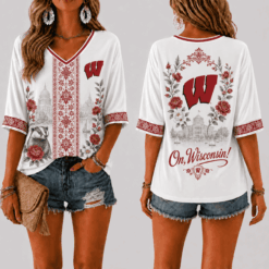 Wisconsin Badgers Women’s Floral V-Neck Shirt