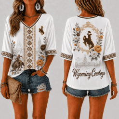 Wyoming Cowboys Women’s Floral V-Neck Shirt