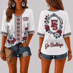 Fresno State Bulldogs Women’s Floral V-Neck Shirt