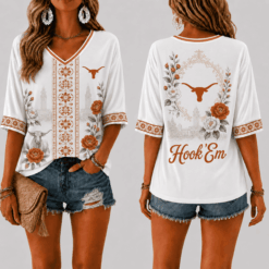 Texas Longhorns Women’s Floral V-Neck Shirt