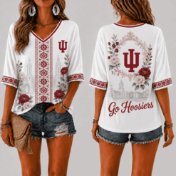 Indiana Hoosiers Women’s Floral V-Neck Shirt