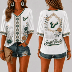 South Florida Bulls Women’s Floral V-Neck Shirt